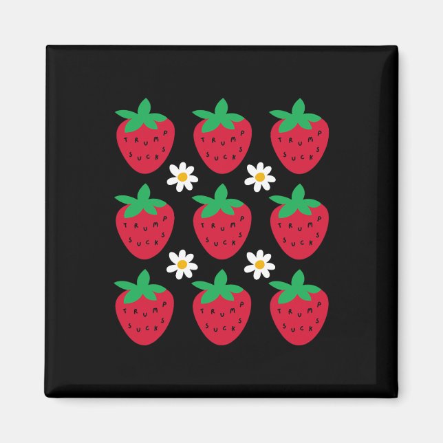 Subtle Resist Trump Daisy Strawberry Protest Femin Magnet (Vorne)