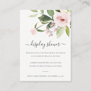 SUBTLE WASH BLUSH PINK FLORAL DISPLAY BABY DUSCHE BEGLEITKARTE