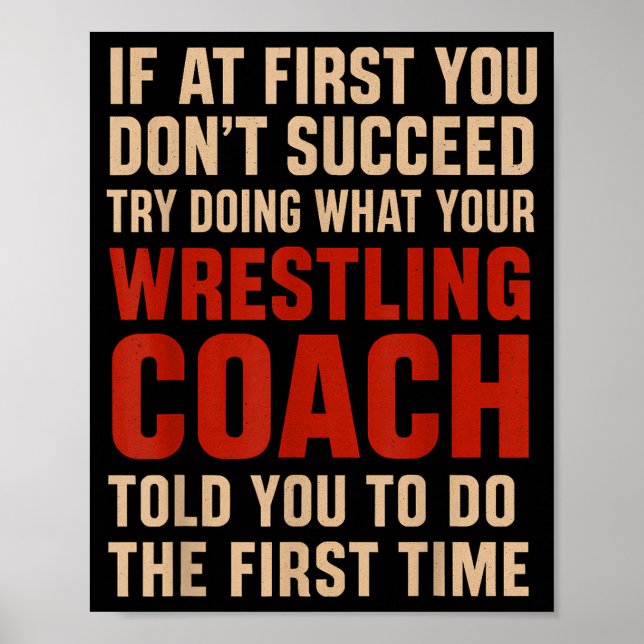 Succeed Try Doing What Your Wrestling Coach Told Y Poster (Vorne)