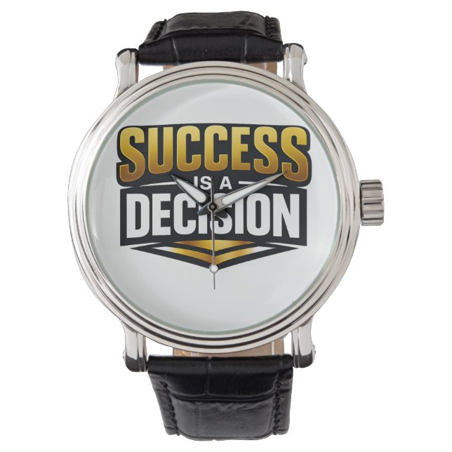 Success Gold Typography on Black Armbanduhr (Vorderseite)
