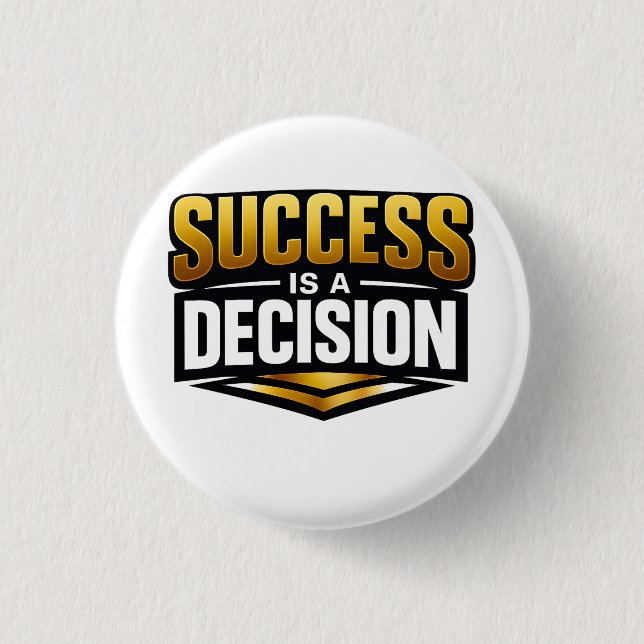 Success Gold Typography on Black Button (Vorderseite)