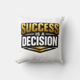 Success Gold Typography on Black Kissen