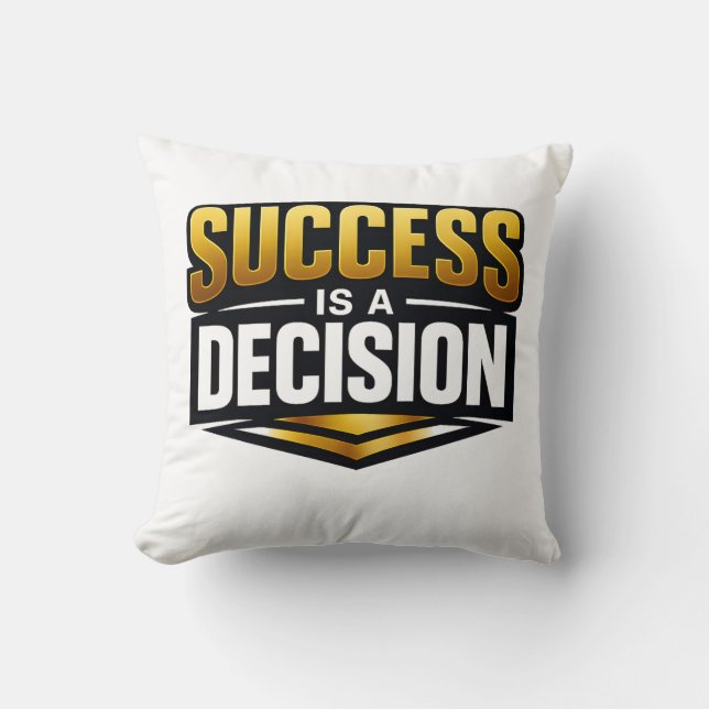 Success Gold Typography on Black Kissen (Vorderseite)