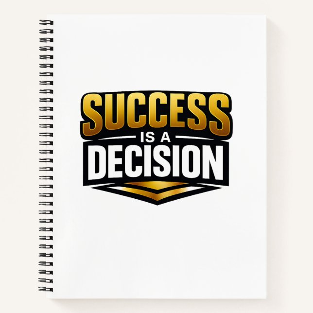 Success Gold Typography on Black Notizbuch (Vorderseite)