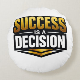 Success Gold Typography on Black Rundes Kissen