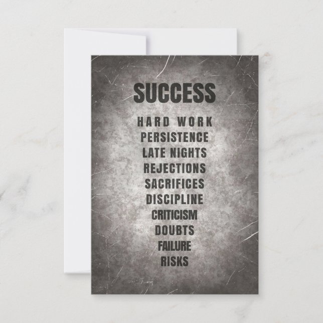 Success Hard Work Discipline Dankeskarte (Vorderseite)