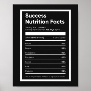 Success Nutrition Facts Motivational Quote Poster