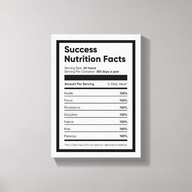 Success Nutrition Fakten Motivierend Wall Art Leinwanddruck (Vorderseite)