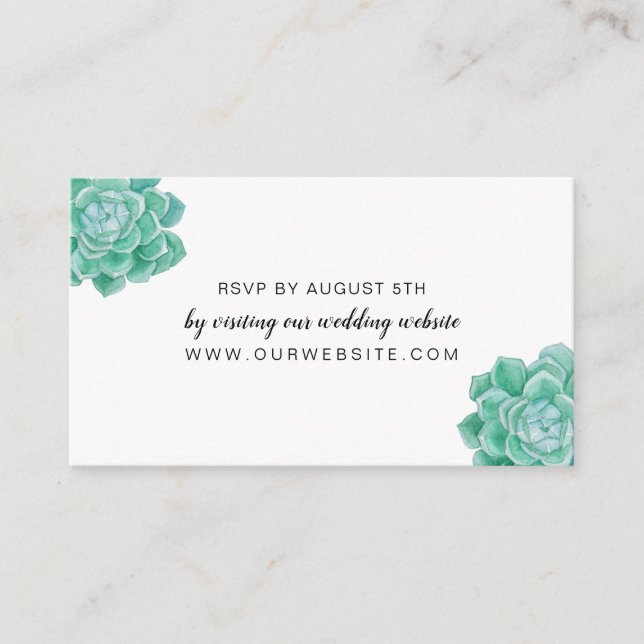 Succulare Wedding RSVP Online-Website-Karten Begleitkarte (Vorderseite)