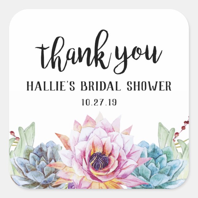 Succuled Dankeschön Aufkleber (Vorderseite)