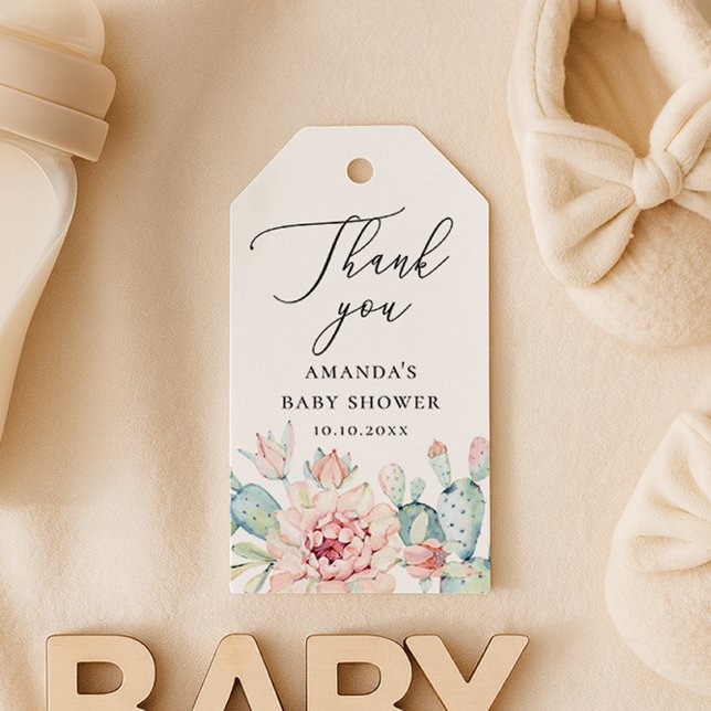 Succulent Baby Dusche Vielen Dank | Blumenkaktus Geschenkanhänger (Von Creator hochgeladen)