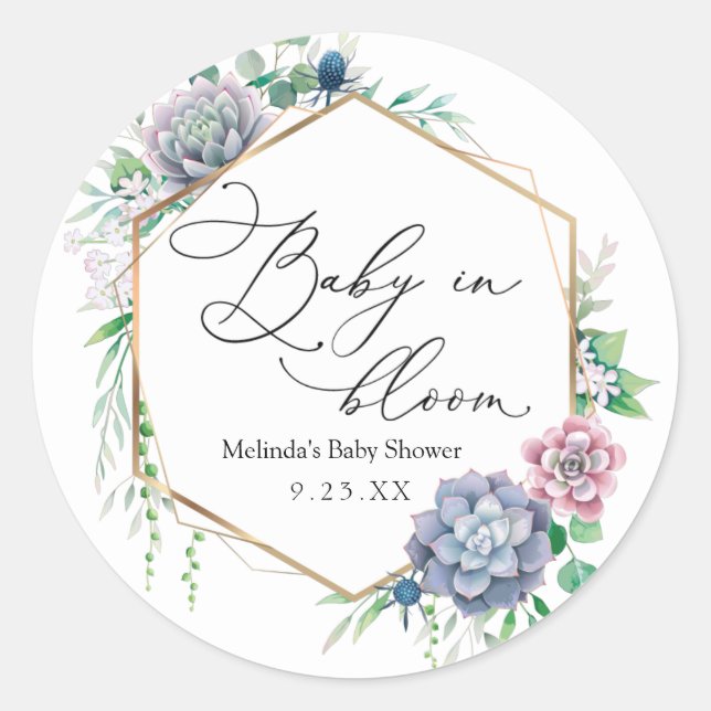 Succulent Baby in Bloom Pflanze Gefallen Liebesmar Runder Aufkleber (Vorderseite)