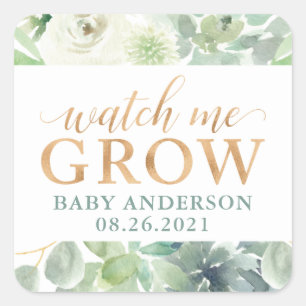 Succulent Baby Shower Watch me me Grove Gevor Tag Quadratischer Aufkleber