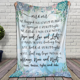 Succulent Blue Watercolor Splash Geschenk für Mama Fleecedecke