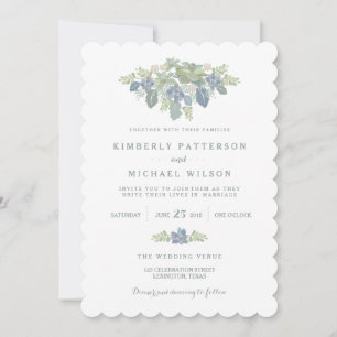 Succulent Bouquet Floral Wedding Einladung