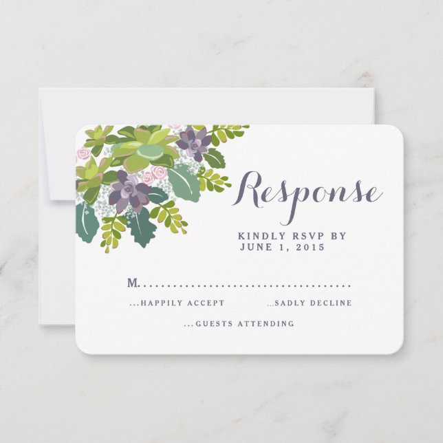 Succulent Bouquet II Floral Wedding RSVP Response (Vorderseite)