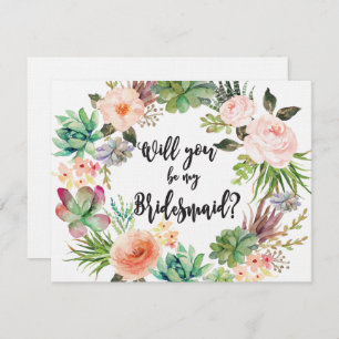 Succulent Bridesmaid Vorschlag Card Kaktus Einladung