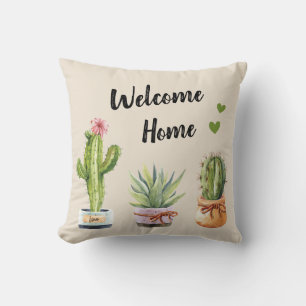 Succulent Cacti Green Cactus Gardener Welcome Zuha Kissen