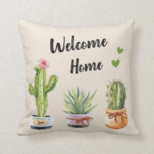 Succulent Cacti Green Cactus Gardener Welcome Zuha Kissen