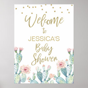 Succulent Cactus Fiesta Baby Shower Welcome Sign Poster
