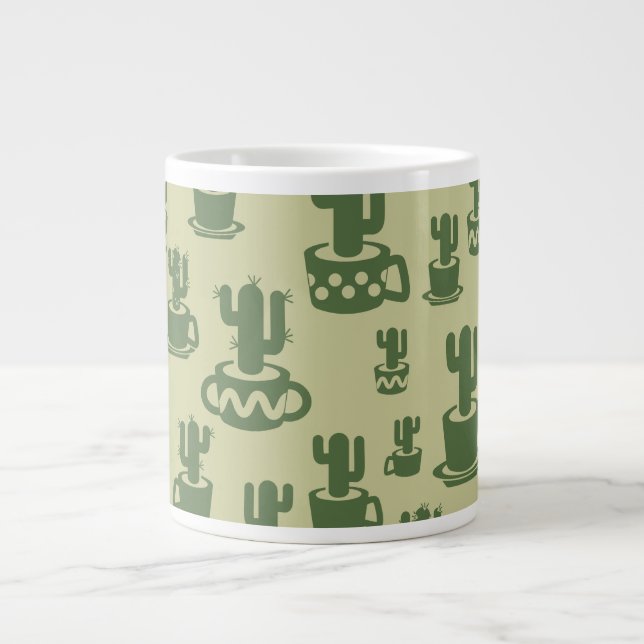 Succulent cactus silhouette in cups and pots Jumbo-Tasse (Vorderseite)