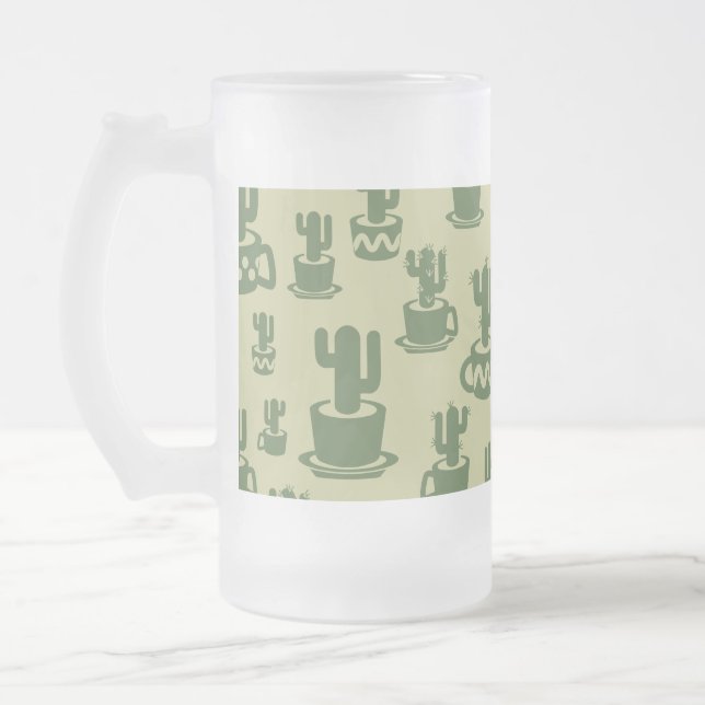 Succulent cactus silhouette in cups and pots  mattglas bierglas (Links)