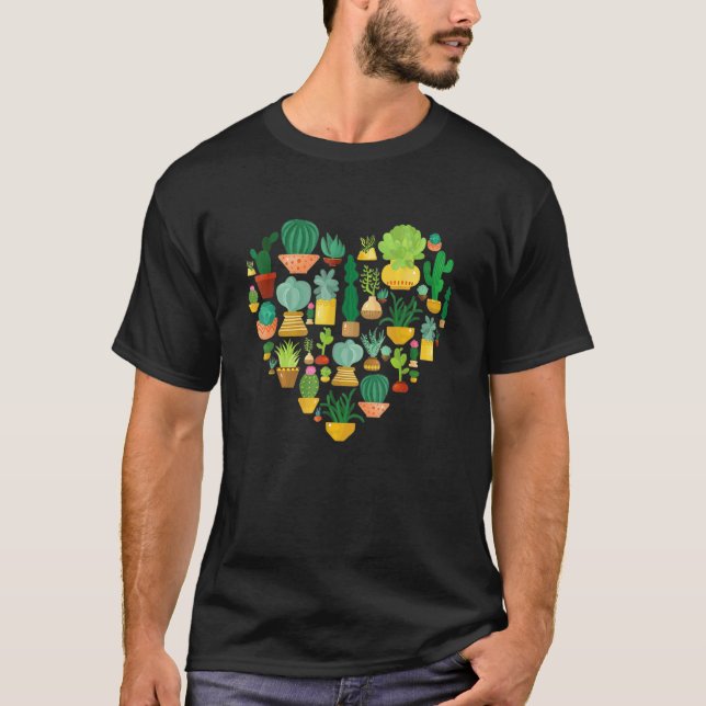 Succulent Cactus Succa  Heart Men Women Gardener T-Shirt (Vorderseite)