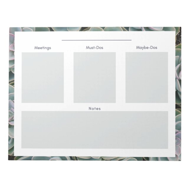 Succulent Daily Planning Notepad Notizblock (Vorderseite)