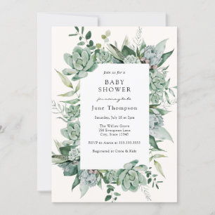 Succulent Eucalyptus Greenery Baby Shower Einladung