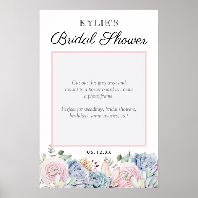 Succulent floral Wedding Brautparty Foto Prop Poster (Vorne)