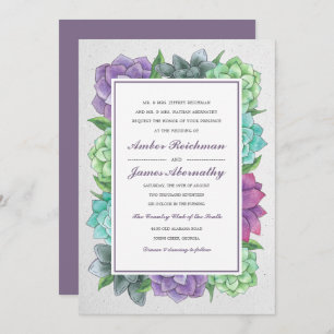 Succulent Florals Wedding Einladung Lavendel