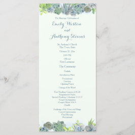 Succulent Garden Steel Blue Wedding Program Programm