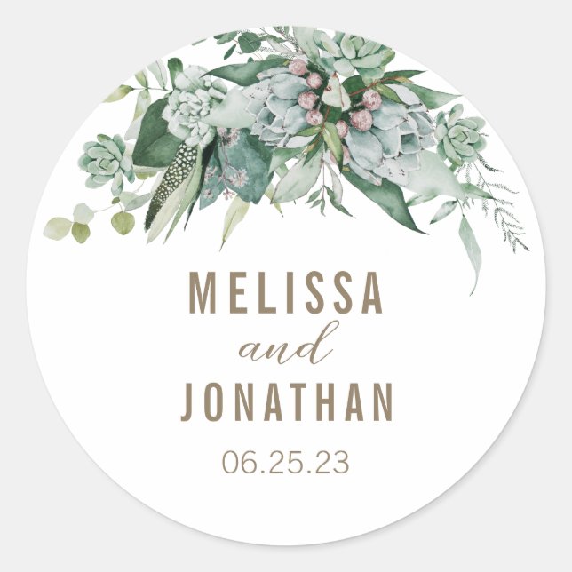 Succulent Garden Wedding Custom Sticker (Vorderseite)