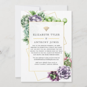 Succulent Geometric Virtual Wedding Guest List Ankündigung