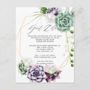Succulent Geometric Wedding Guest Details Begleitkarte