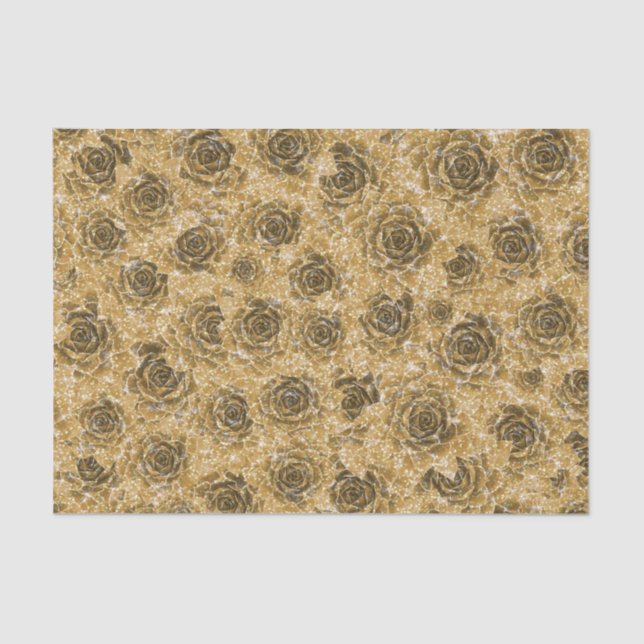Succulent Gold Glitzer Elegantes Metalldesign Seidenpapier (Vorderseite)