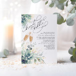 Succulent Greenerity Brunch und Bubbly Brautparty Einladung<br><div class="desc">Gold Blätter Succulents Grünbrunch und Bräunungsdusche Einladungen</div>