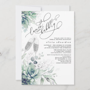 Succulent Greenerity Lunch und Bubbly Brautparty Einladung