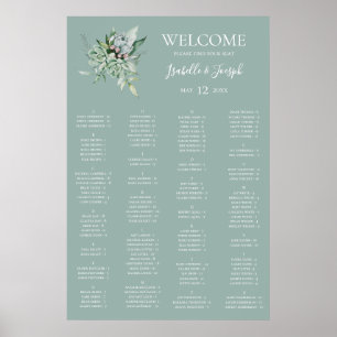Succulent Greenerity Sage Alphabetische Sitzkarte Poster
