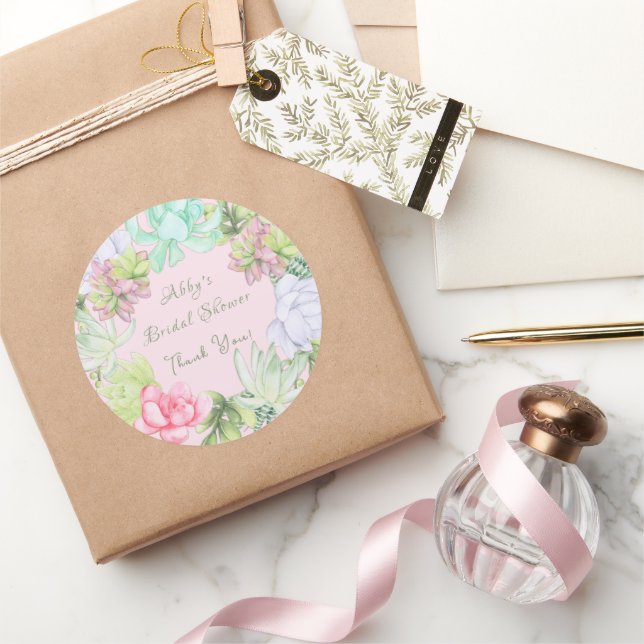 Succulent Greenerity Wreath Brautparty Runder Aufkleber (Schenken)