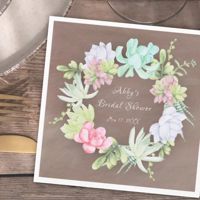 Succulent Greenerity Wreath Brautparty Serviette (Von Creator hochgeladen)