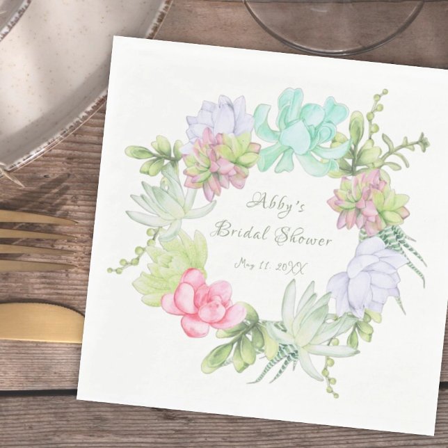 Succulent Greenerity Wreath Brautparty Serviette (Von Creator hochgeladen)