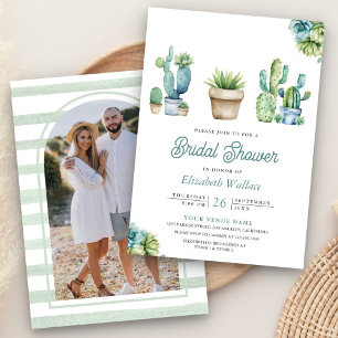 Succulent Greenery Cactus Pots Foto Brautparty Einladung