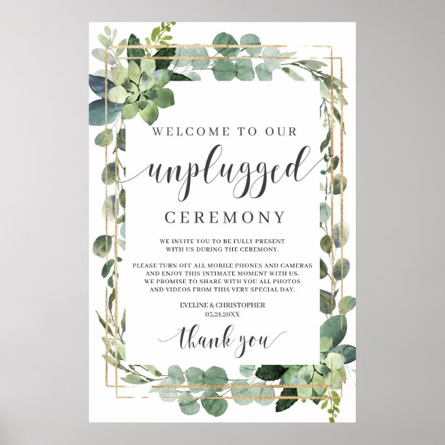 Succulent Greenery Folaige Gold, nicht gestopft Poster (Vorne)