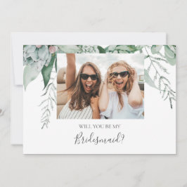 Succulent Greenery Foto Bridesmaid Vorschlag Card Einladung