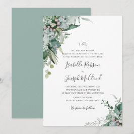 Succulent Greenery Sage Green Monogram Wedding Einladung