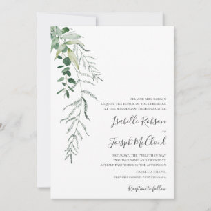 Succulent Greenery Sage Green Traditionelle Hochze Einladung