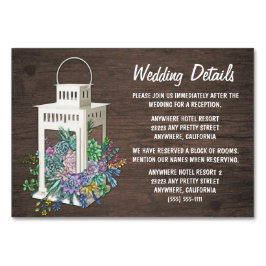 Succulent Lantern Wedding Reception Insert Cards Tischnummer