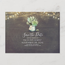 Succulent Mason Jar Rustikal Save the Date Ankündigungspostkarte
