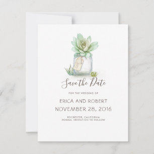 Succulent Mason Jar Save the Date digitaler Downlo Feiertagskarte